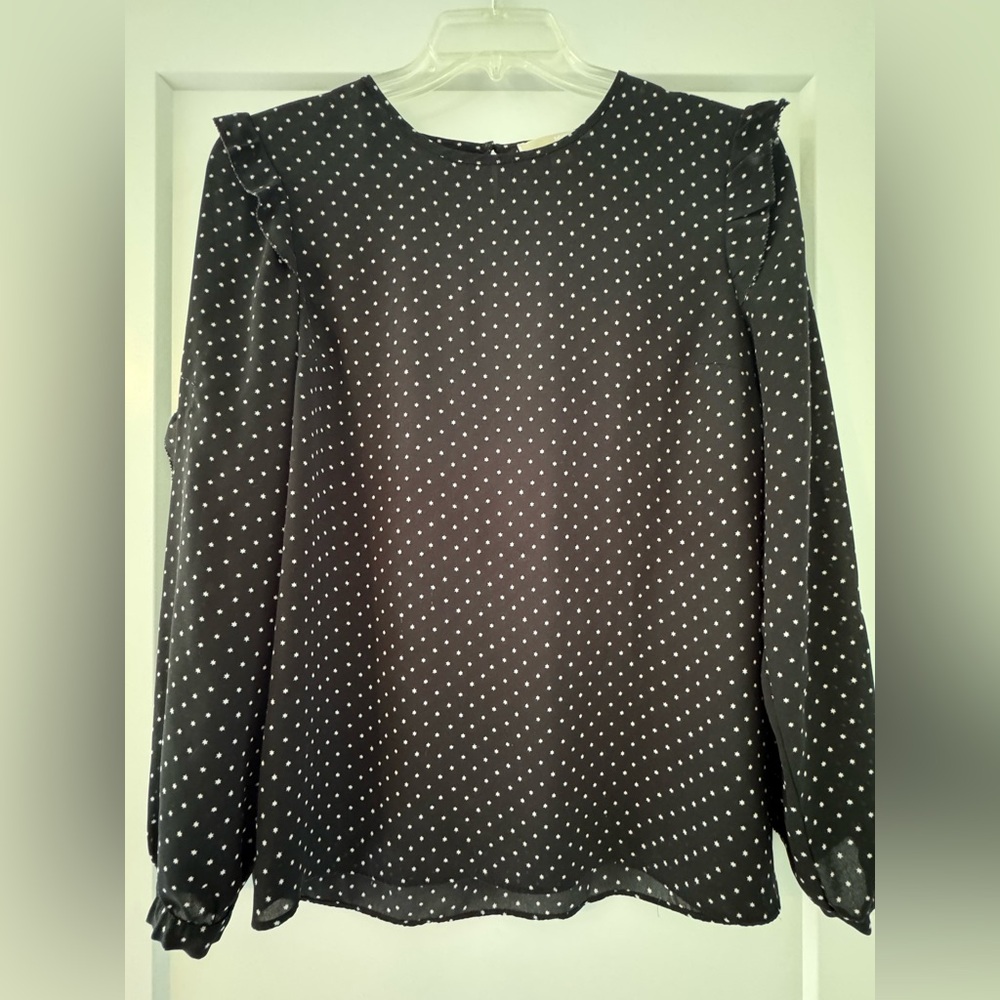 MICHAEL Michael Kors Black and White Puff Sleeve Blouse